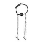 Fetish Collection Open Ball Gag With Nipple Clamps